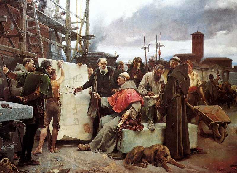 El Cardenal Cisneros da instrucciones para la construcción del Hospital de la Caridad de Illescas. (Toledo), pintura de Alejandro Ferrant (1844–1917) 