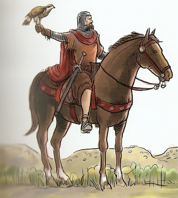 Fernán González a caballo con su azor en la mano